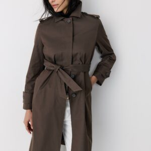 Trench long marron ceinturé