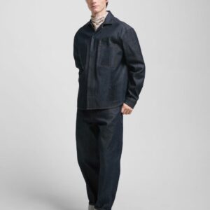 veste denim bleu foncé